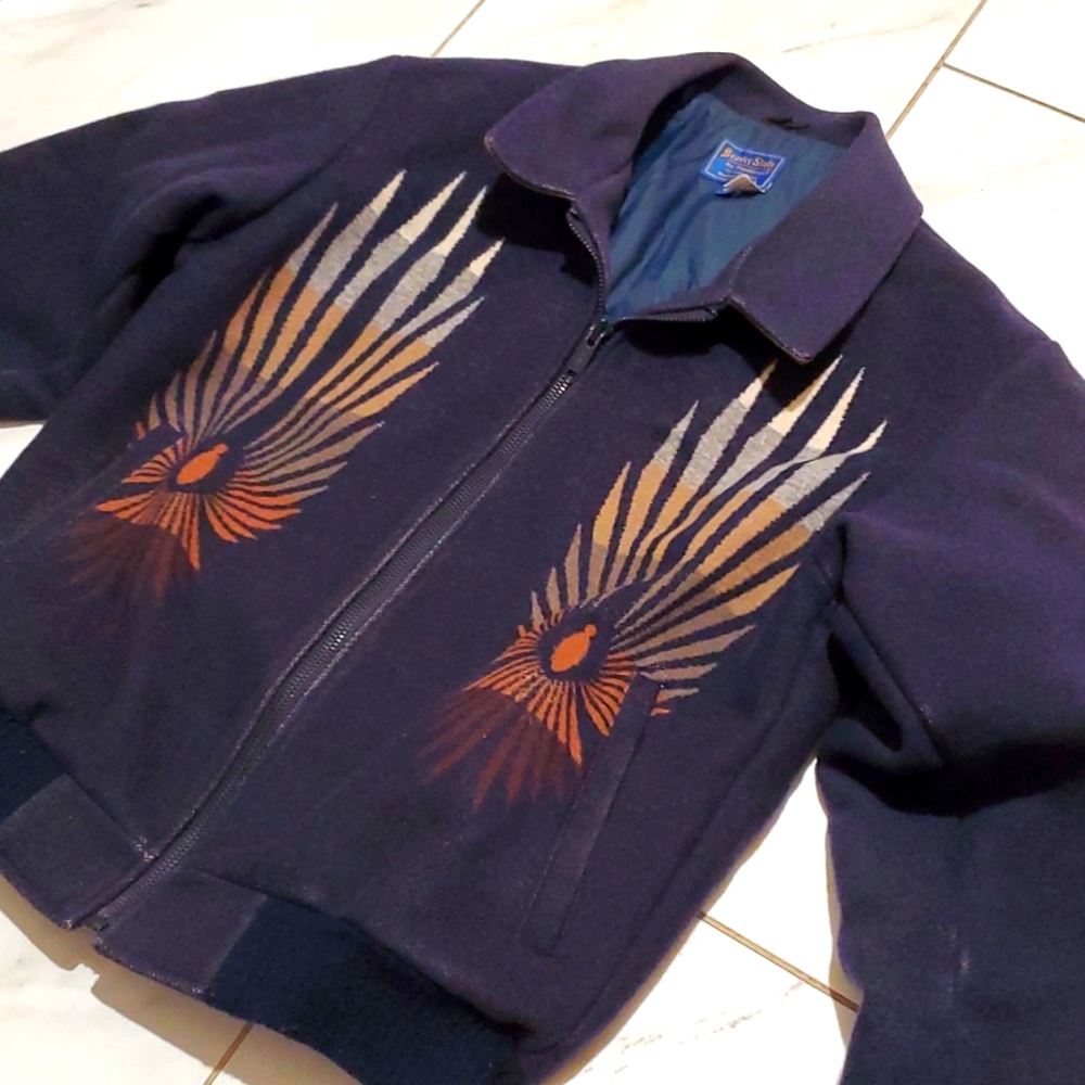 Men's Pendleton Bomber Jacket with Bird Wing, Size Small